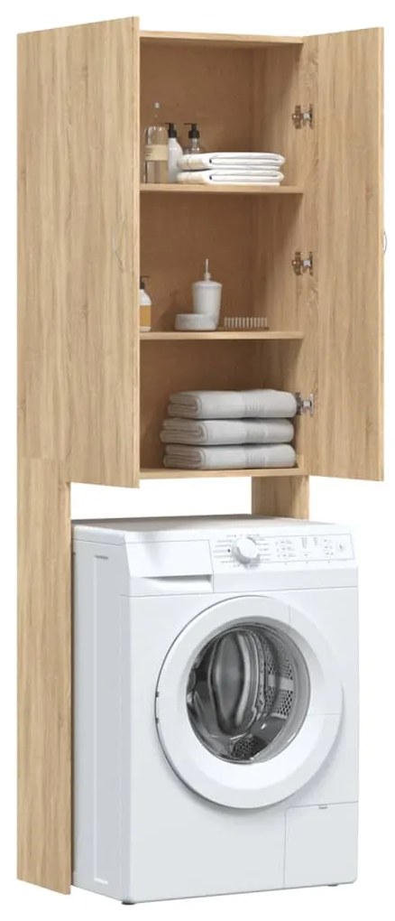 idaXL Armário máquina lavar roupa 64x25,5x190 cm carvalho sonoma