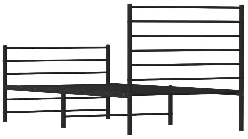 Estrutura de cama com cabeceira e pés 90x190 cm metal preto