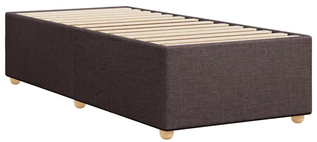 Estrutura de cama sem colchão 90x200 cm tecido castanho-escuro