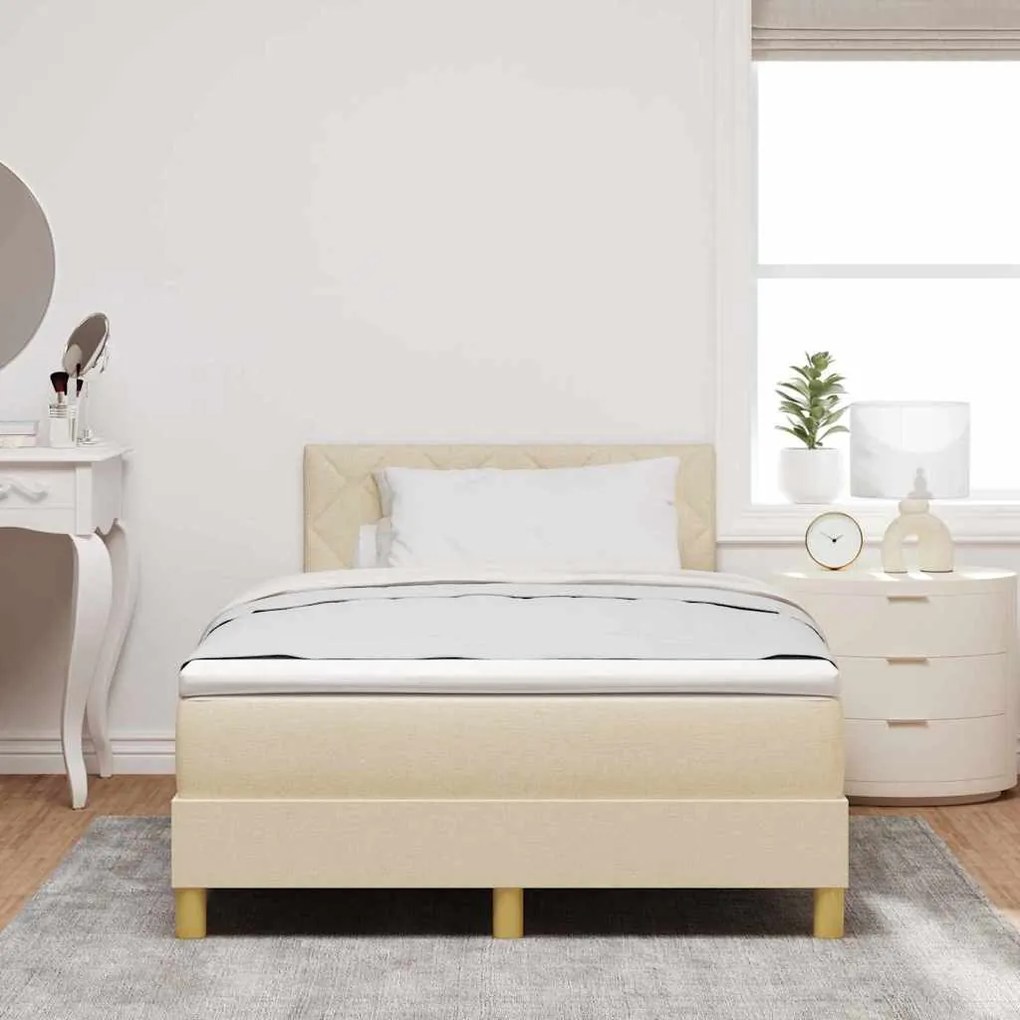 Cama Box com Molas com Colchão Creme 120x200 cm Tecido