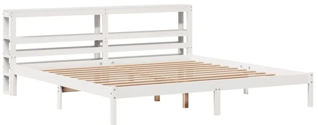 Cama sem colchão 200x200 cm madeira de pinho maciça branco