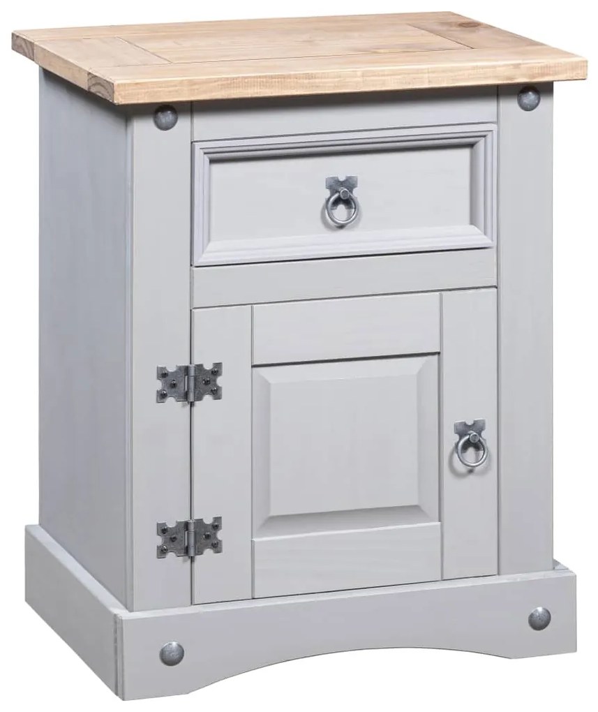 282617 vidaXL Mesa de cabeceira Corona pinho mexicano 53x39x66 cm cinzento