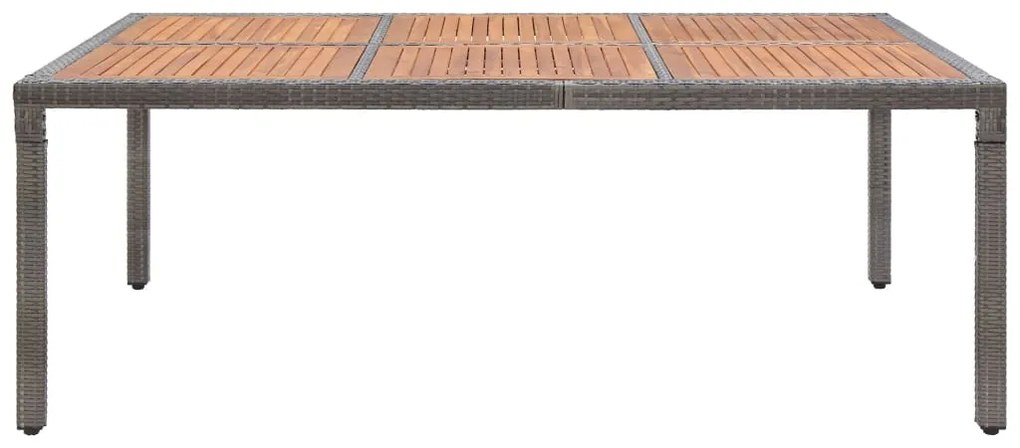 Mesa de jardim 200x150x74 cm vime PE e madeira acácia cinzento