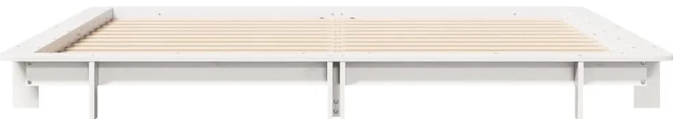 Cama sem colchão 200x200 cm madeira de pinho maciça branco