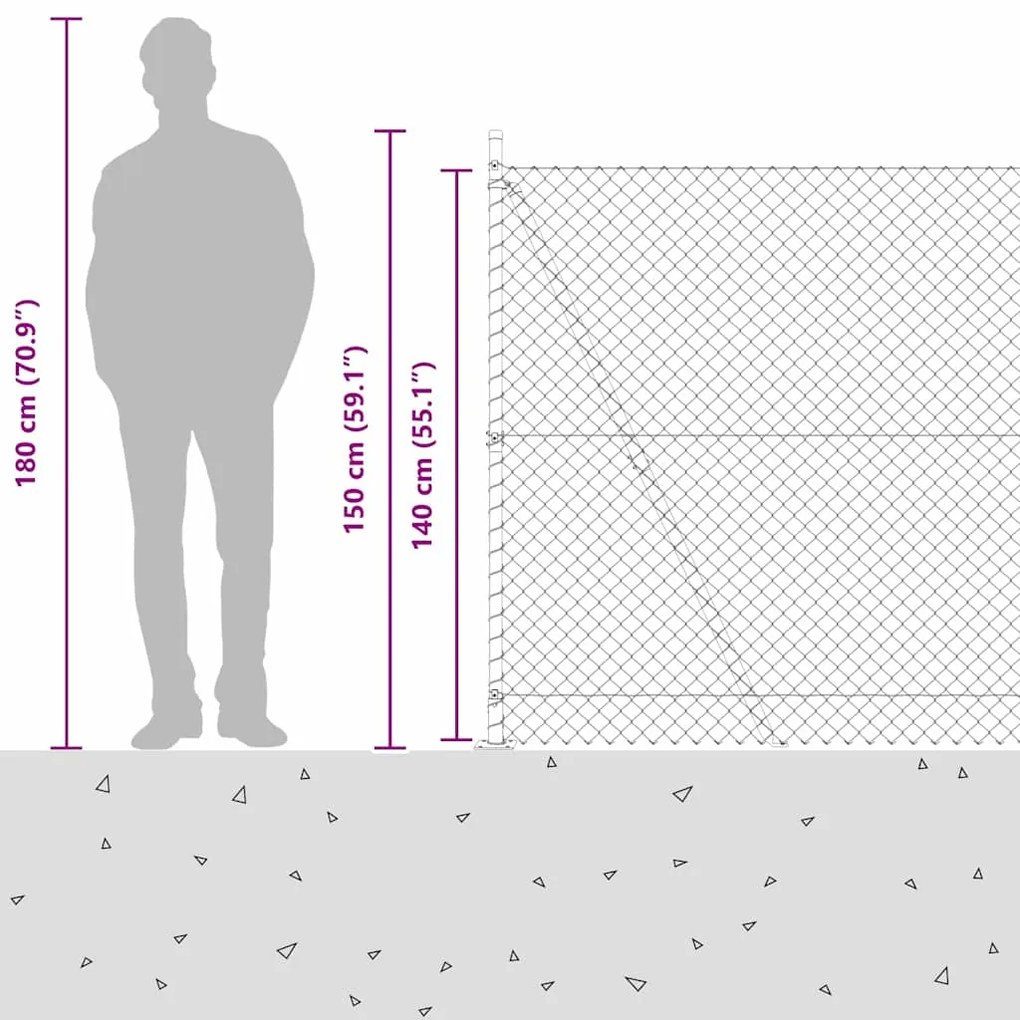 Conjunto de Postes de Cerca Prateado 10 x 1.4 m Aço Galvanizado