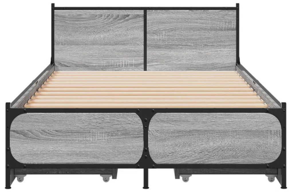 Estrutura de cama c/ gavetas derivados madeira cinza sonoma