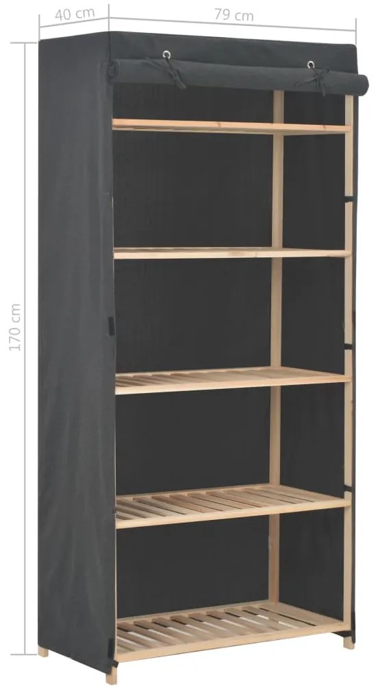Roupeiro 79x40x170 cm tecido cinzento
