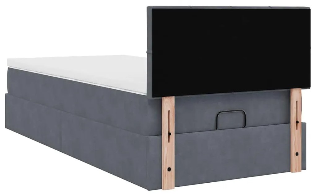 Estrutura cama otomana colchão 90x190 cm veludo cinzento escuro