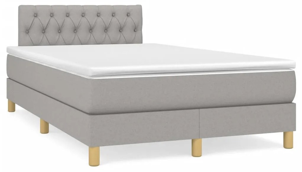 vidaXL Cama box spring c/ colchão e LED 120x190 cm tecido cinza-claro