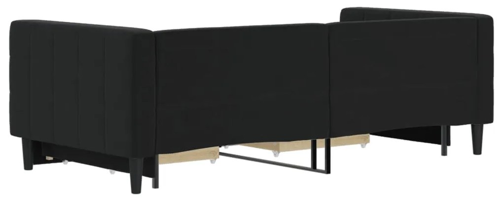 Sofá-cama com gavetão e gavetas 90x190 cm veludo preto