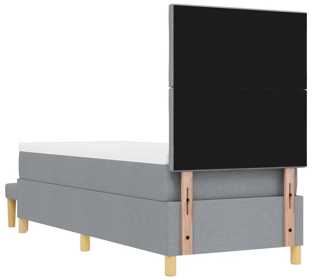 Cama Box com Colchão e Banco Cinza Claro 80x200 cm Tecido