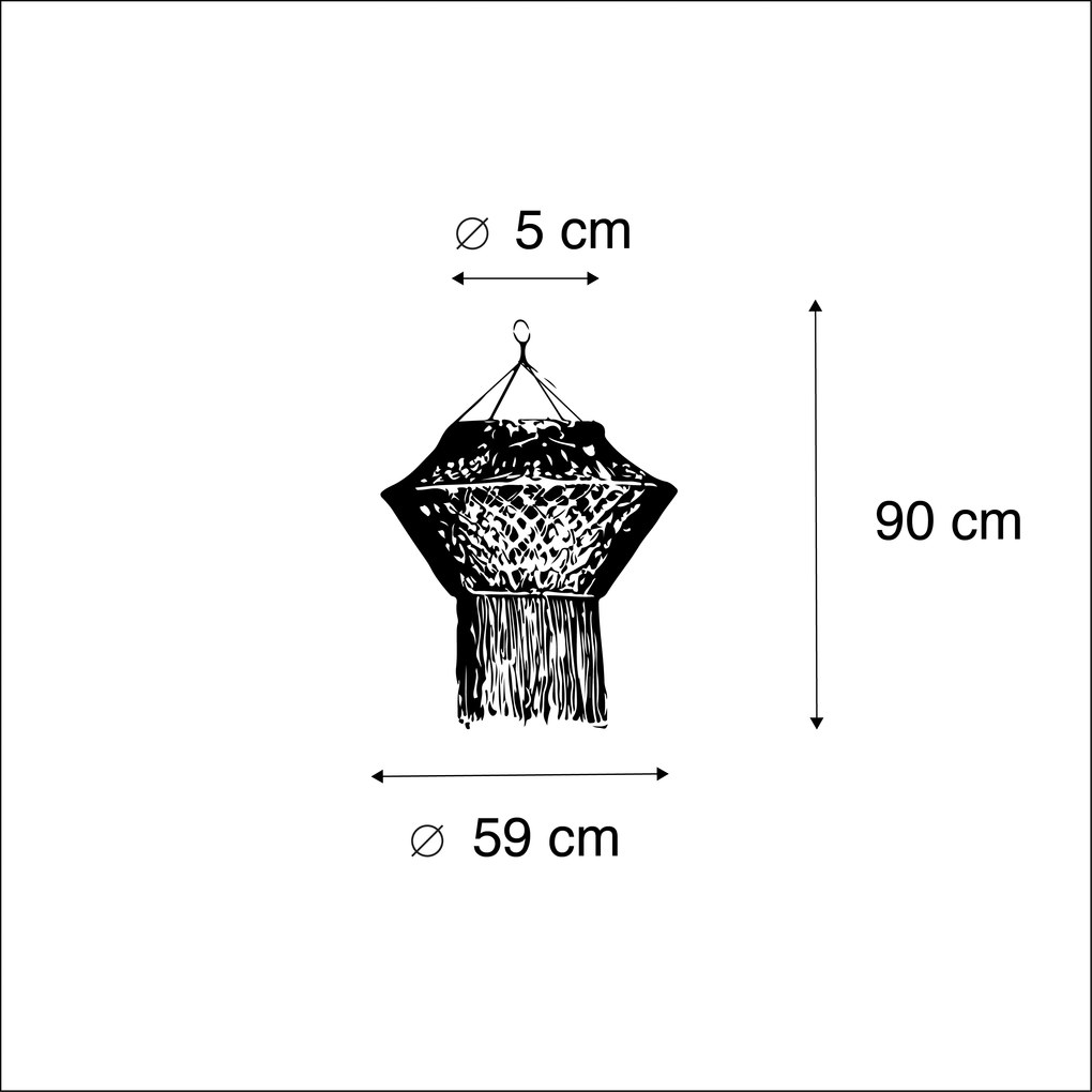 Abajur de Macramé Natural 90 cm Rústico