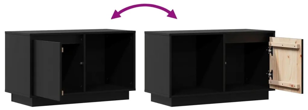 Móvel de TV 74x35x44 cm madeira de pinho maciça preto