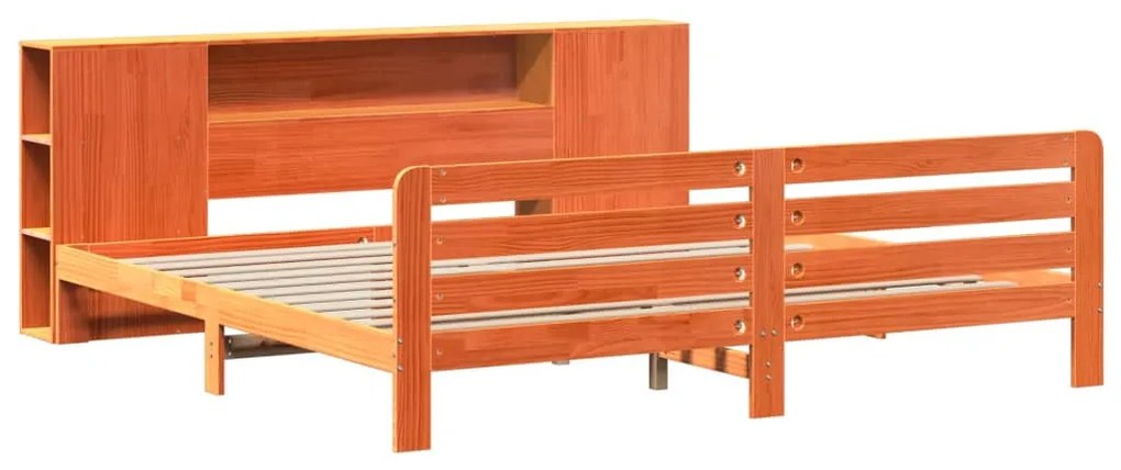 Cama sem colchão 200x200 cm pinho maciço castanho-mel