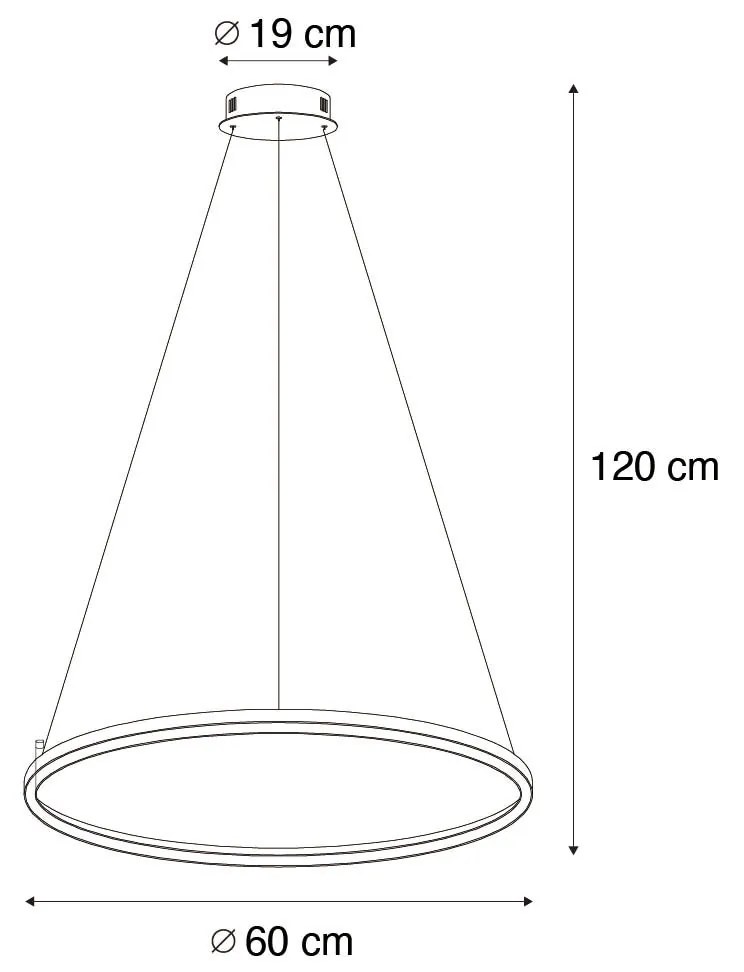 Candeeiro suspenso inteligente preto 60 cm com LED e RGBW - Girello Design