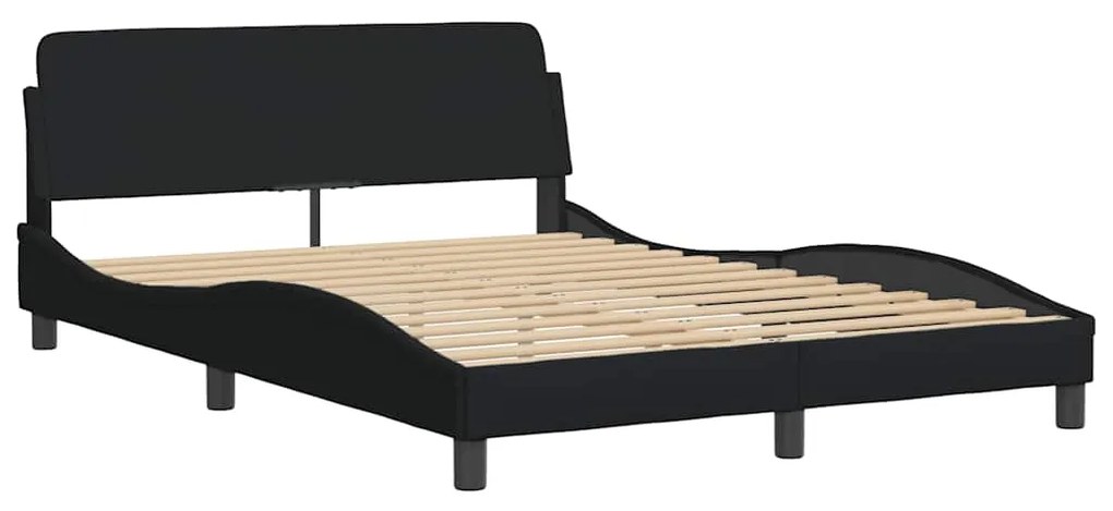 Estrutura de cama com LED sem colchão 140x190 cm tecido preto