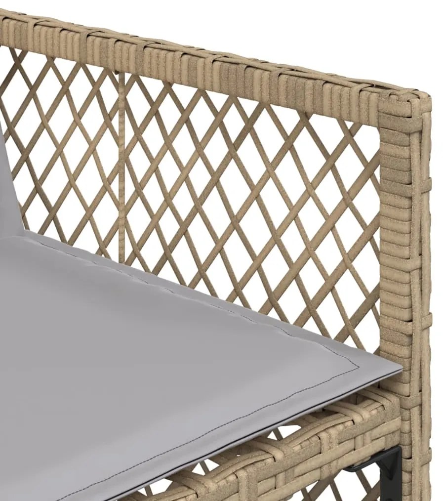 17 pcs conjunto de jantar p/ jardim c/ almofadões vime PE bege