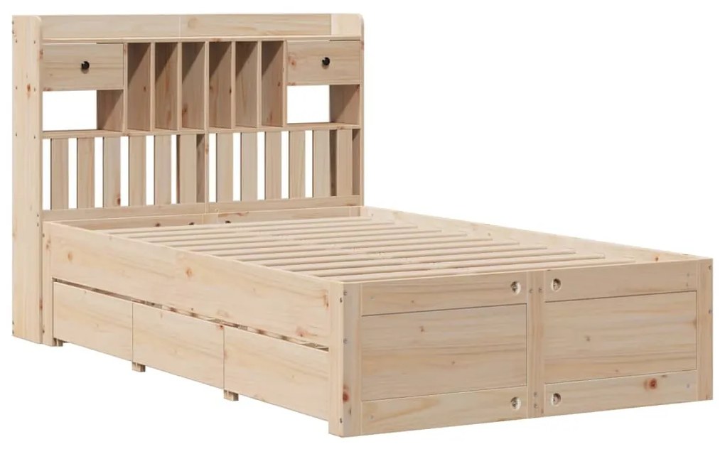 Cama com estante sem colchão 135x190 cm pinho maciço