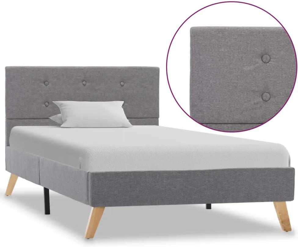 Estrutura de cama em tecido 100x200 cm cinzento-claro