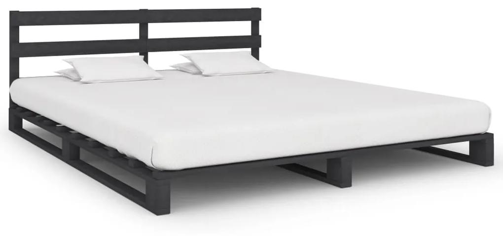 285260 vidaXL Estrutura de cama em paletes pinho maciço 180x200 cm cinzento