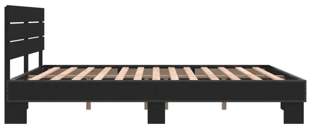 Estrutura de cama 150x200 cm derivados de madeira/metal preto