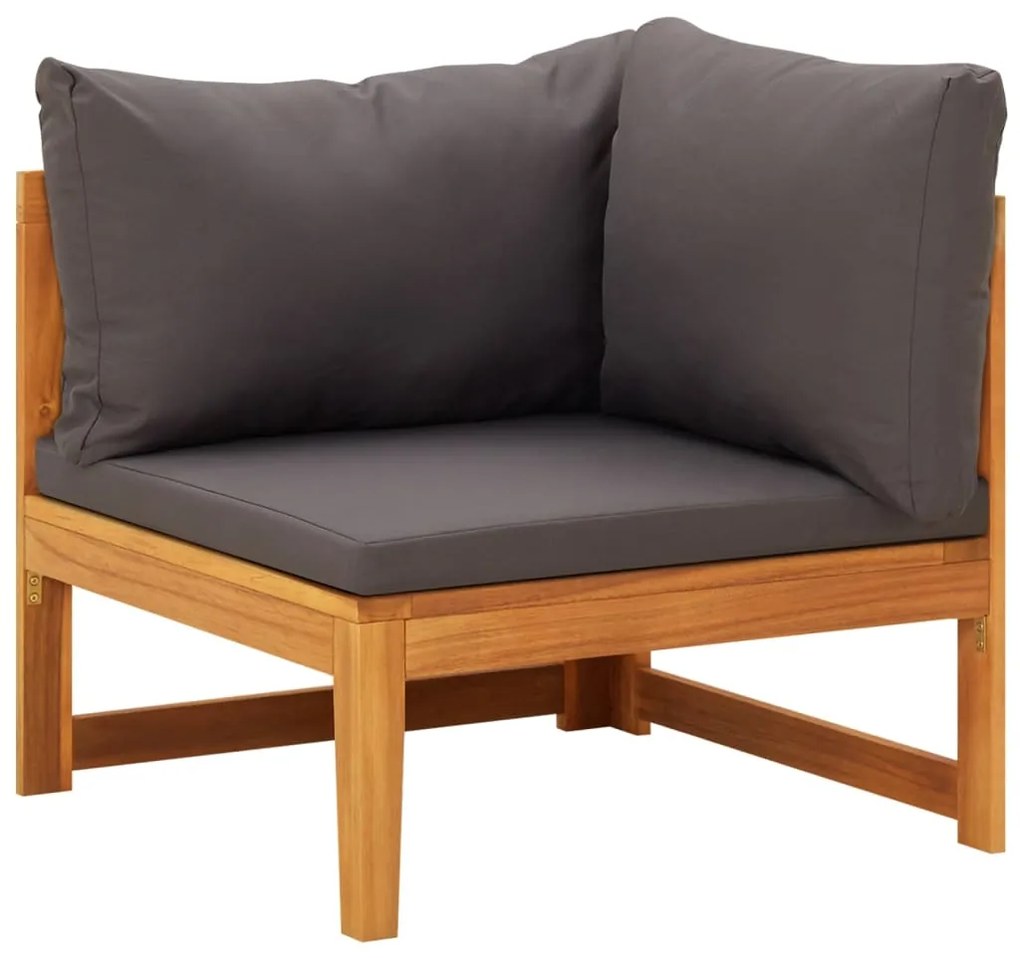 4 pcs conj. lounge de jardim c/ almofadões cinza-escuro acácia