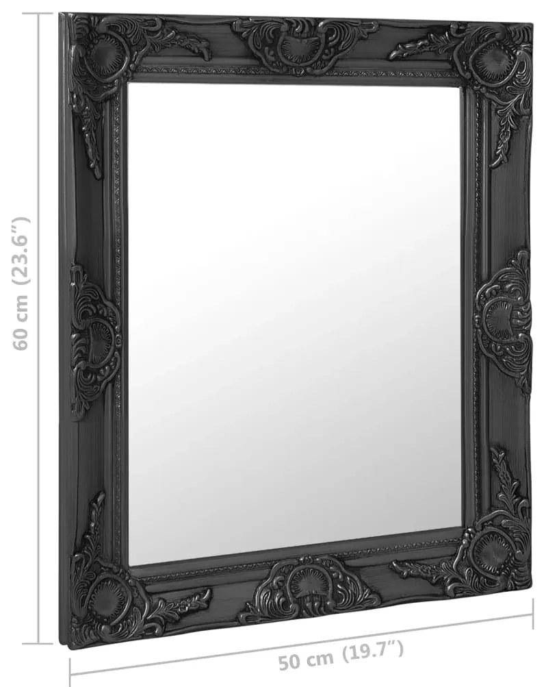 Espelho de parede estilo barroco 50x60 cm preto