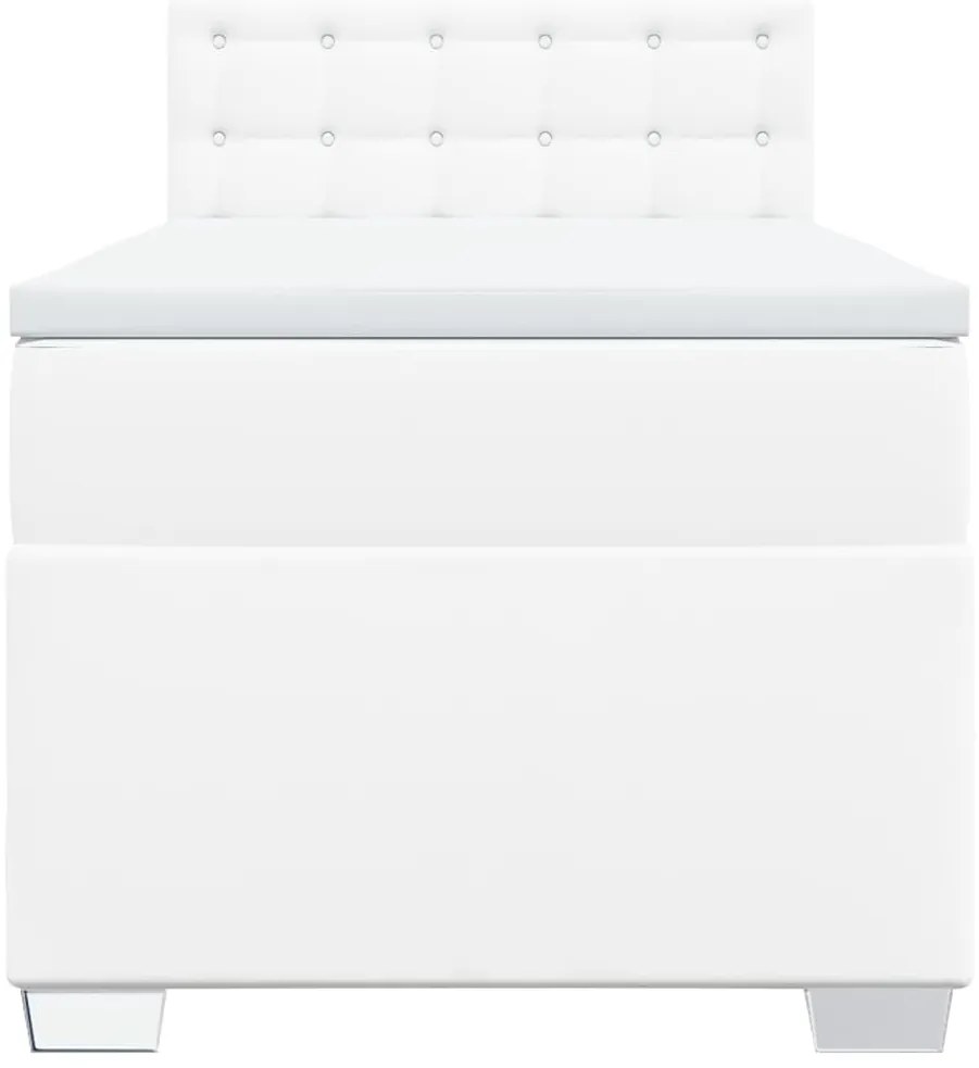 Cama com molas/colchão 100x200 cm couro artificial branco