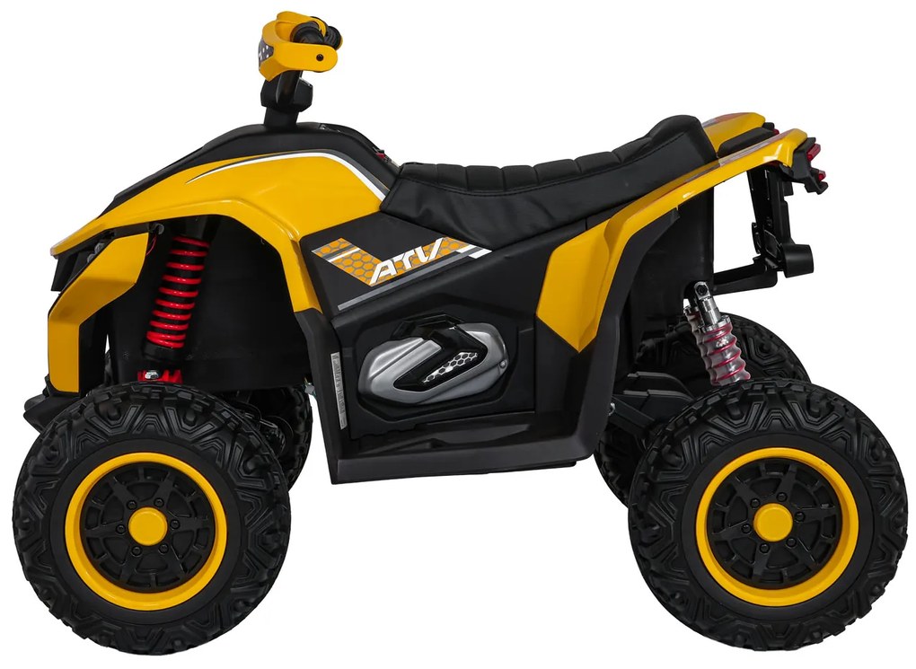 Moto 4 elétrica para crianças 12V 4x4 Fast Wheel, Controle remoto, Rodas Espuma EVA, assento couro ecológico Amarela