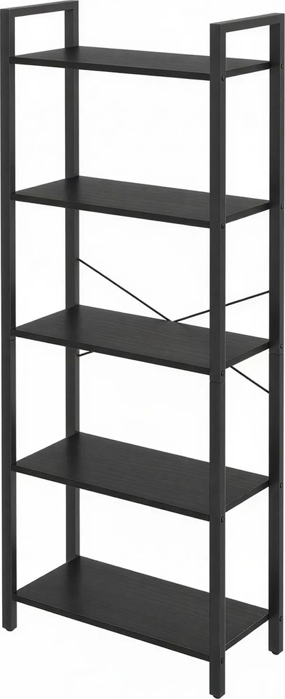 Estante com 5 prateleiras 64 x 30 x 152,5 cm para livros estável preta