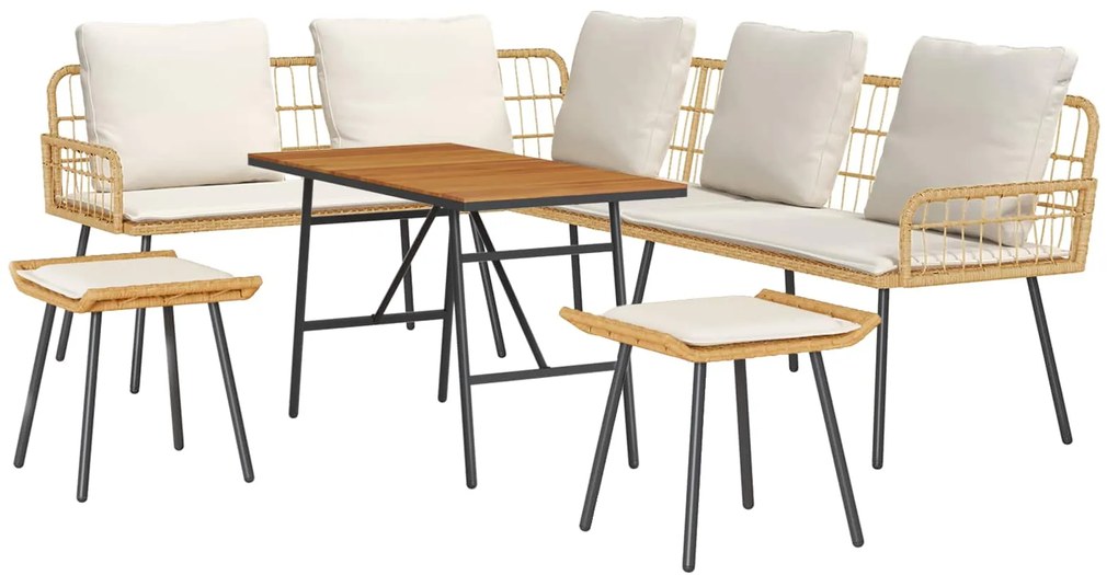vidaXL Conjunto de Sofá de Jardim 4 pcs Bege vime PE