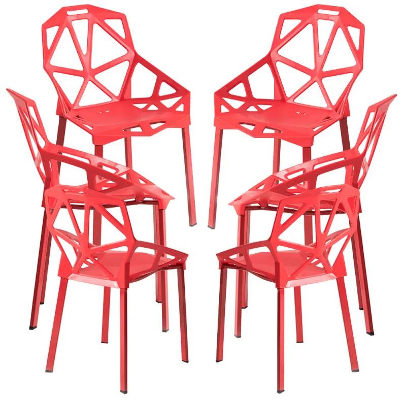 Pack 6 Cadeiras Omega - Vermelho