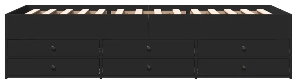 Sofá-cama com gavetas sem colchão 75x190 cm preto
