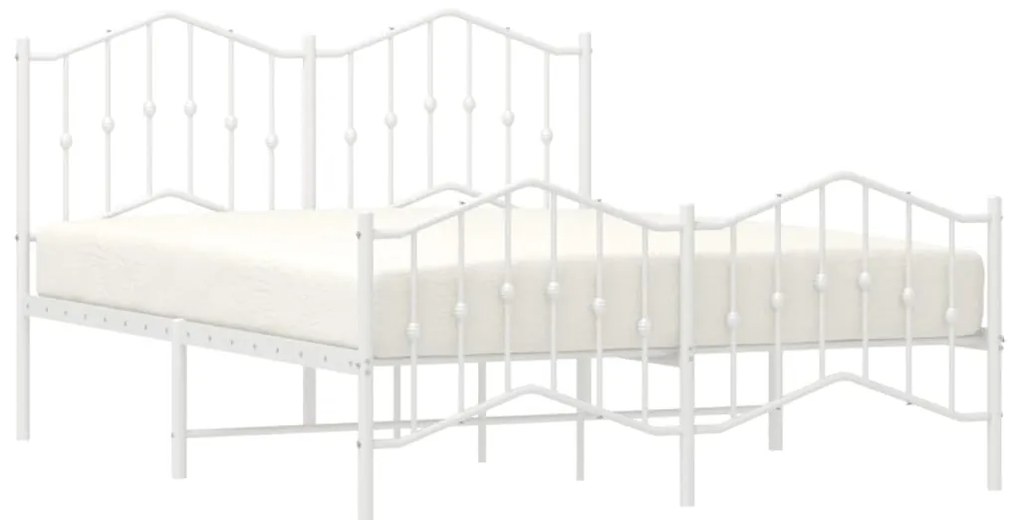 Estrutura de cama com cabeceira e pés 140x190 cm metal branco