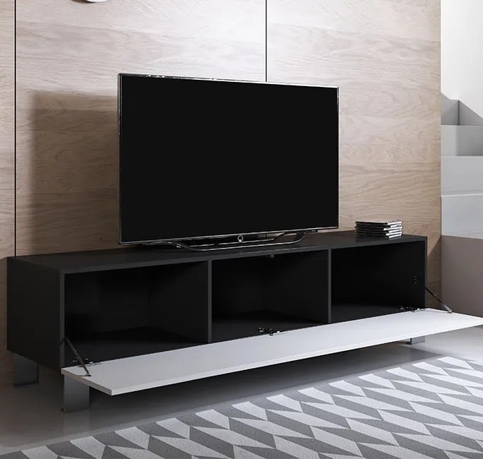 Mueble TV modelo Leiko H2 (160x42cm) color negro y blanco con patas de