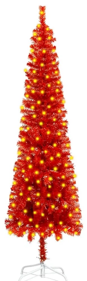 vidaXL Árvore de Natal pré-iluminada fina 210 cm vermelho