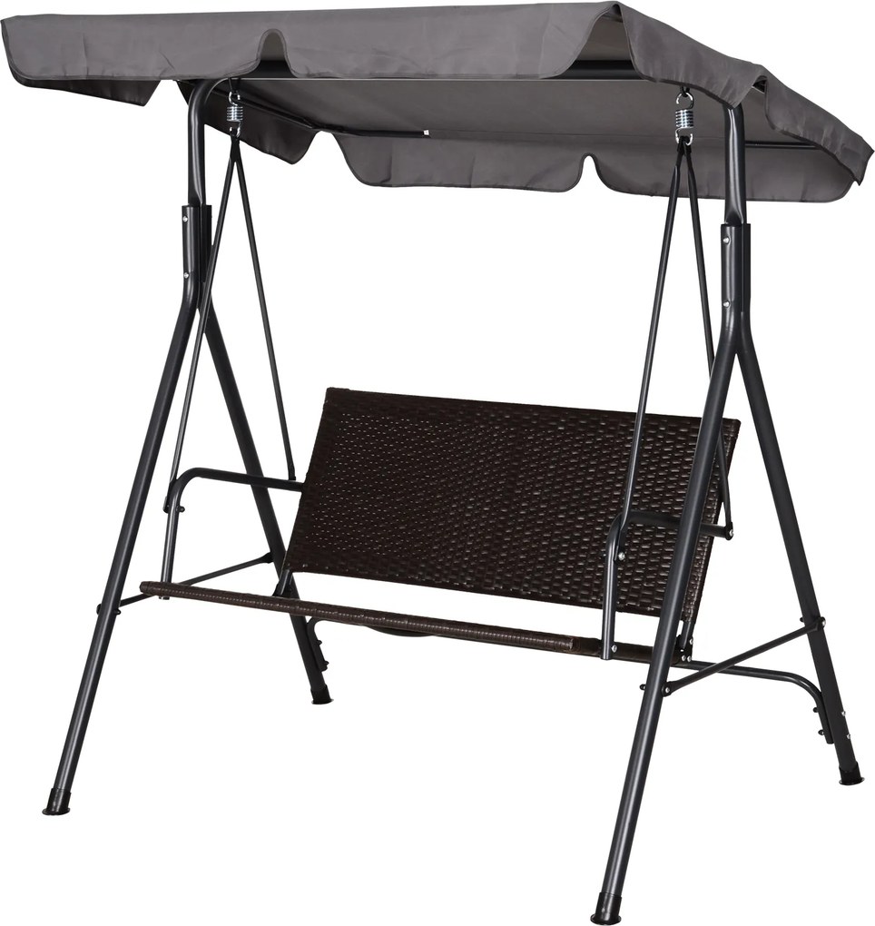 Outsunny Balanço de Jardim 2 Lugares com Toldo Regulável, 140x110x151 cm, Castanho e Cinza | Aosom Portugal
