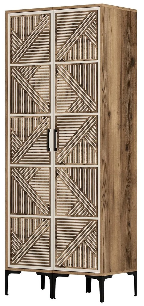 Roupeiro Kumsal PP – Nogal e Creme – 80x47,5x201,4 cm