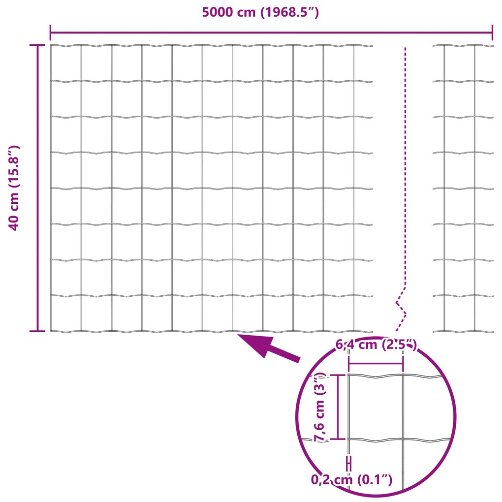 Euro Fence com 22 Postes U Cinza 0,4x50 m Aço