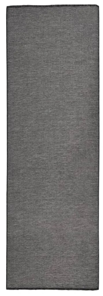 Tapete de tecido plano para exterior 80x250 cm cinzento
