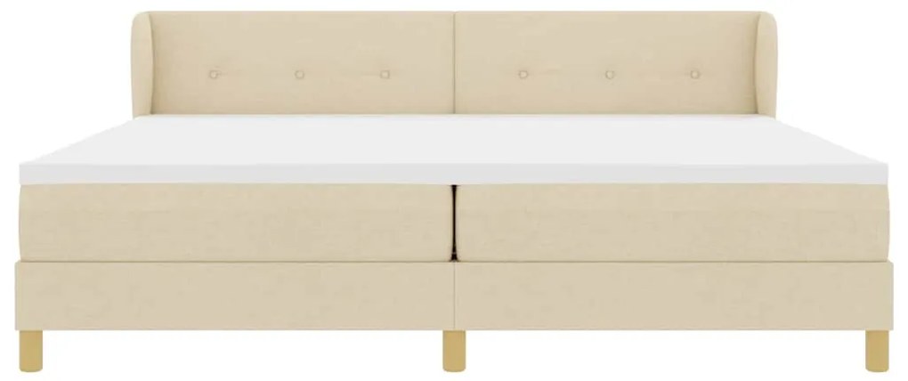 Cama Box Spring com Colchão crème 200x200 cm em Tecido