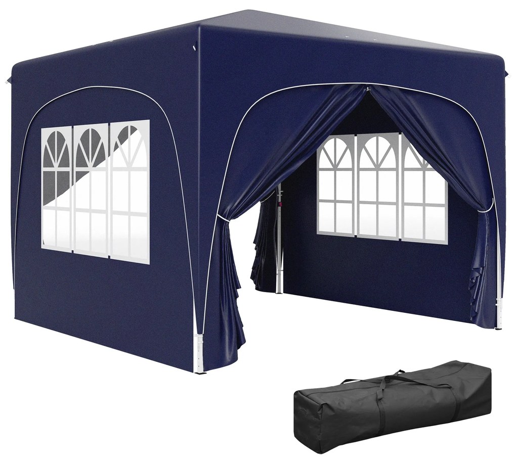 Tenda Dobrável Tenda 3x3 m com Painéis Laterais UPF50+ Tenda de Jardim