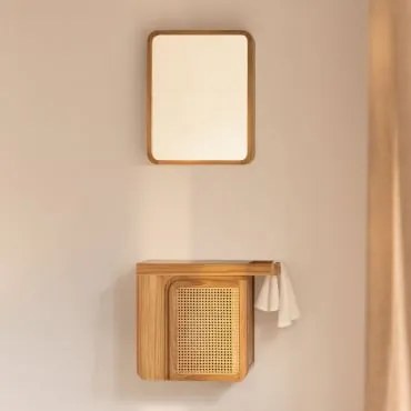 Conjunto De Móveis De Banheiro Suspensos Em Madeira De Teca Georgy Madeira De Teca & Sem Lavatório & Rectangular Com Armazenamento Em - Sklum