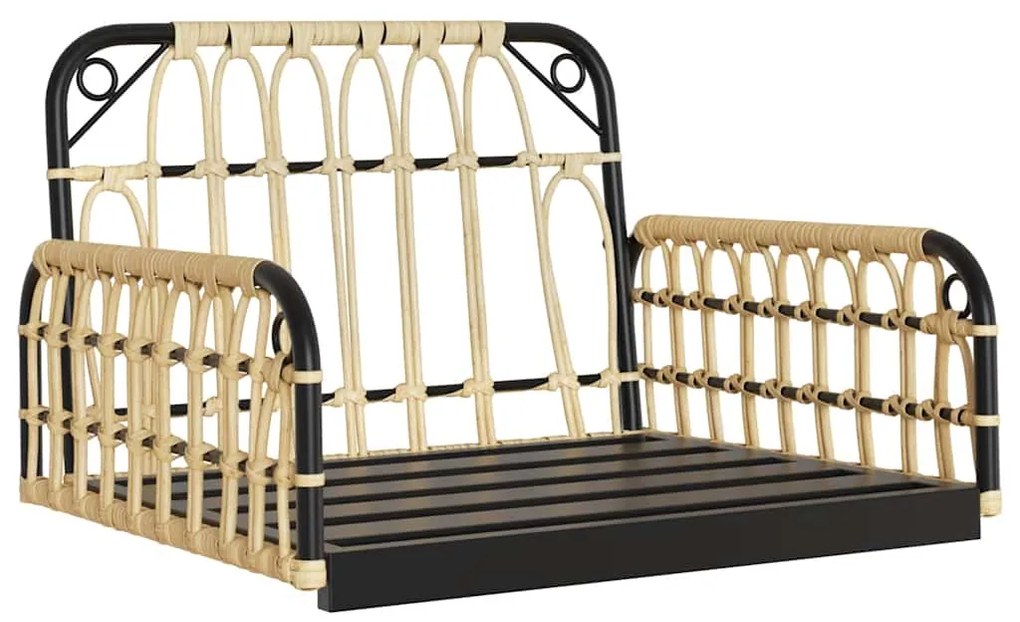 Cadeira de baloiço com almofadões 63x58x39 cm vime PE e aço