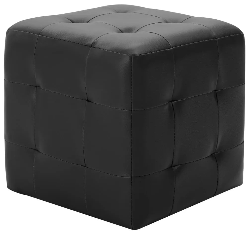 Pufe 2 pcs 30x30x30 cm couro artificial preto