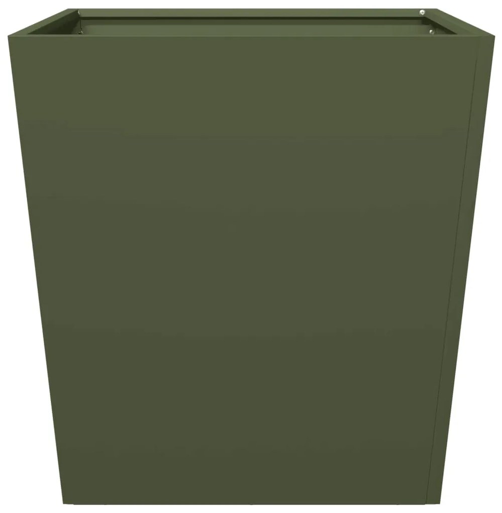 Vaso/floreira de jardim 2 pcs 50x50x50 cm aço verde azeitona