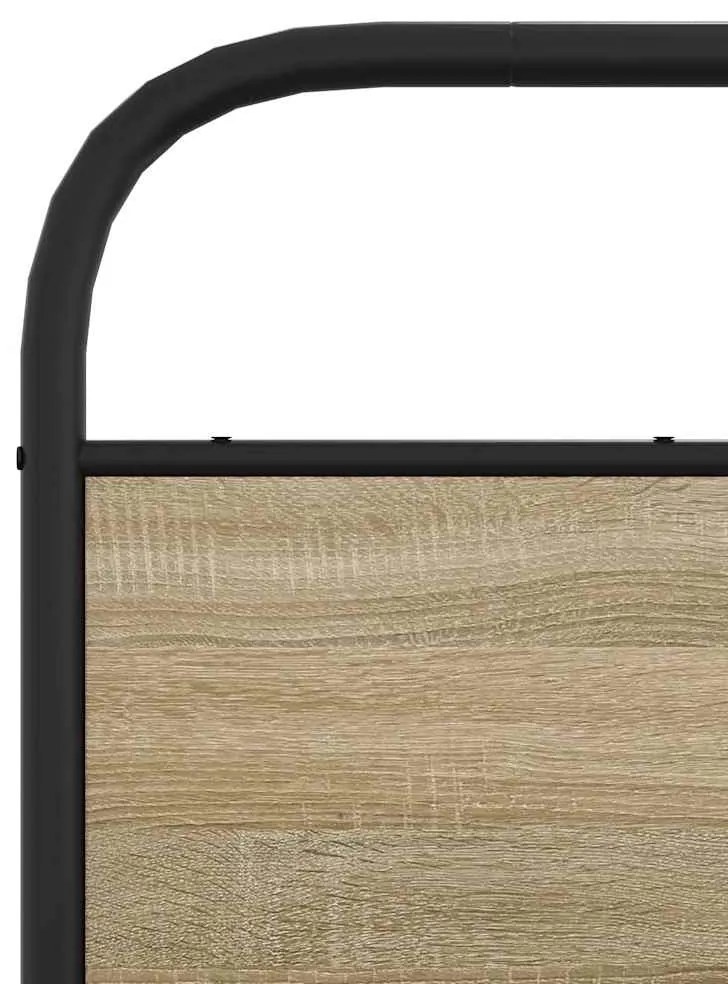 Estrutura de cama sem colchão 193x203cm metal carvalho fumado
