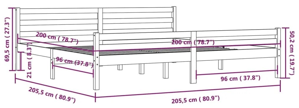 Estrutura de cama 200x200 cm madeira maciça branco