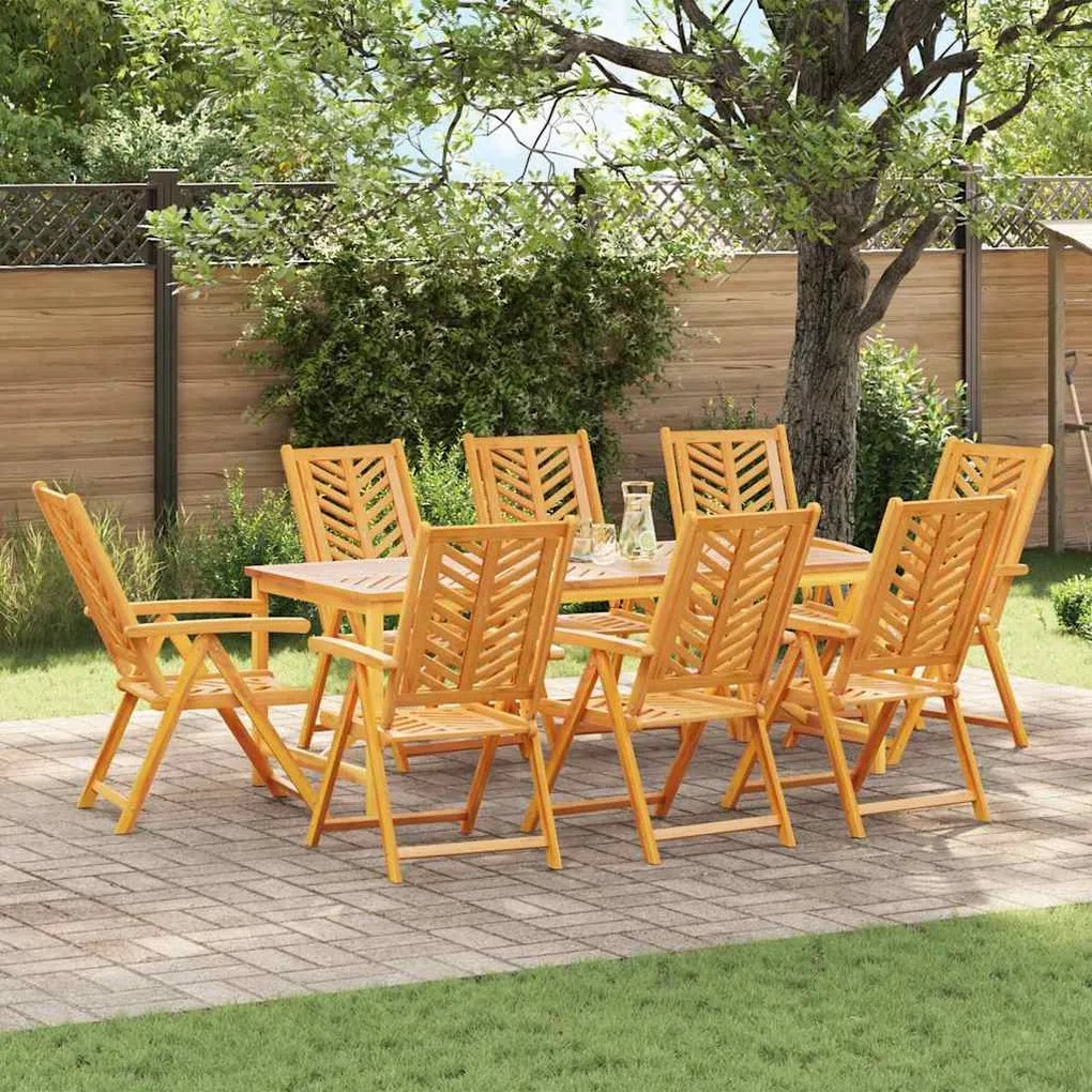 vidaXL Cadeira Reclinável 8 pcs Castanho 57 x 71 x 90cm madeira