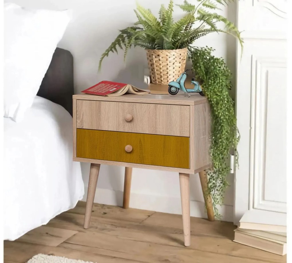 Mesa de Cabeceira City Two – Multicolor – 60x61x40 cm